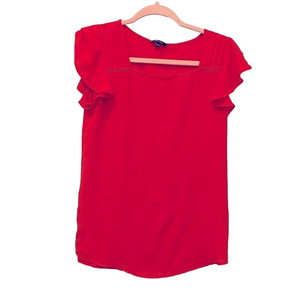 🌷 RW & CO 🌷 Beautiful Cherry Red Ruffle  Frills Short Sleeve Top